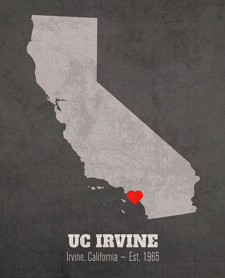 University Of California Mixed Media - University of California Irvine Irvine California Founded Date Heart Map by Design Turnpike