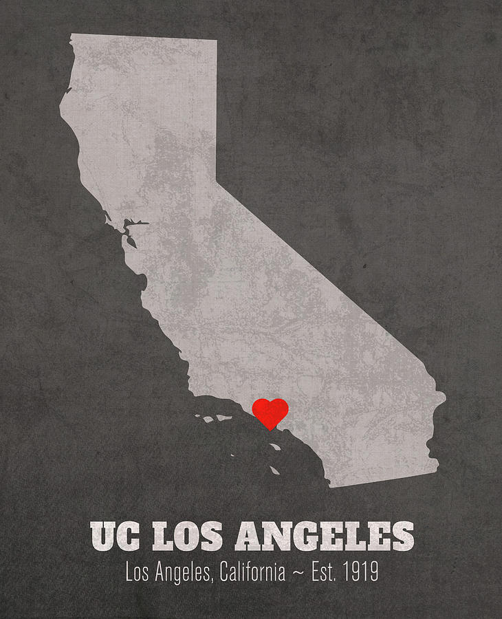 University Of California Mixed Media - University of California Los Angeles California Founded Date Heart Map by Design Turnpike