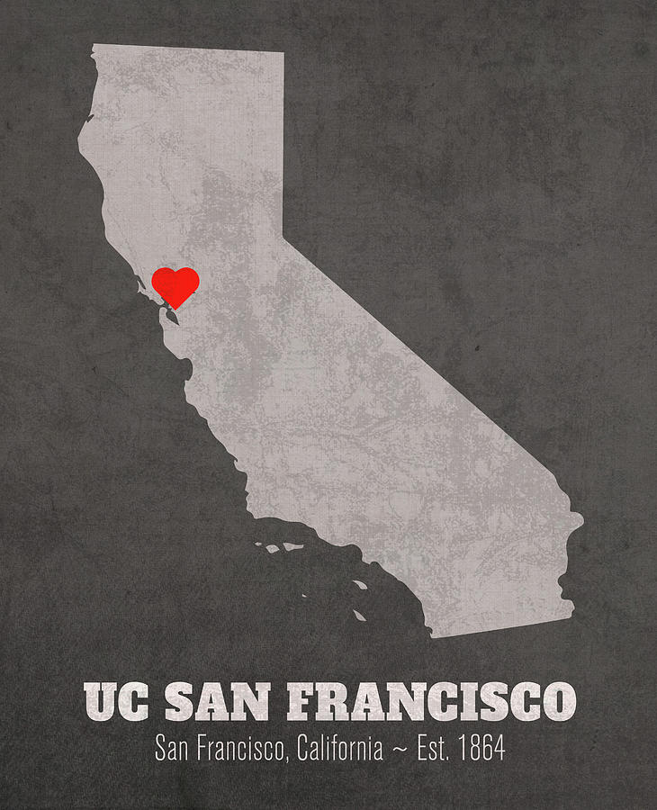 San Francisco Mixed Media - University of California San Francisco San Francisco California Founded Date Heart Map by Design Turnpike