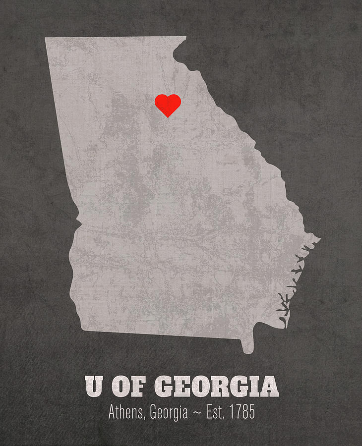 University Of Georgia Mixed Media - University of Georgia Atlanta Georgia Founded Date Heart Map by Design Turnpike