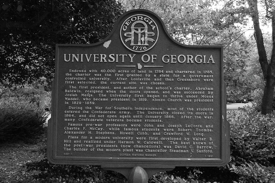 University of Georgia historical university black and white Photograph by Eldon McGraw
