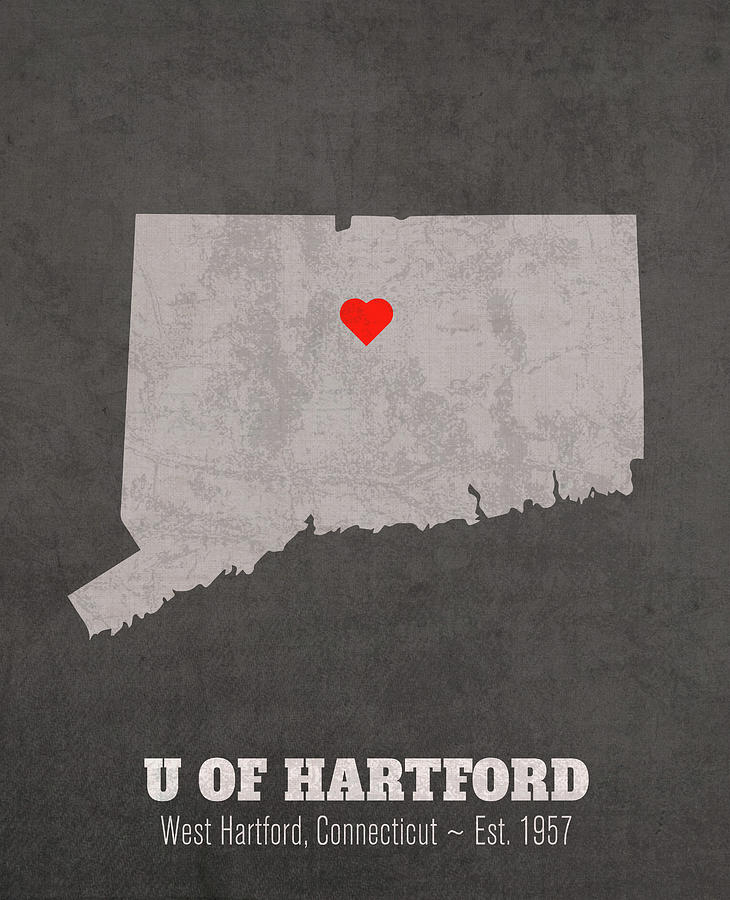 University Of Hartford Mixed Media - University of Hartford West Hartford Connecticut Founded Date Heart Map by Design Turnpike