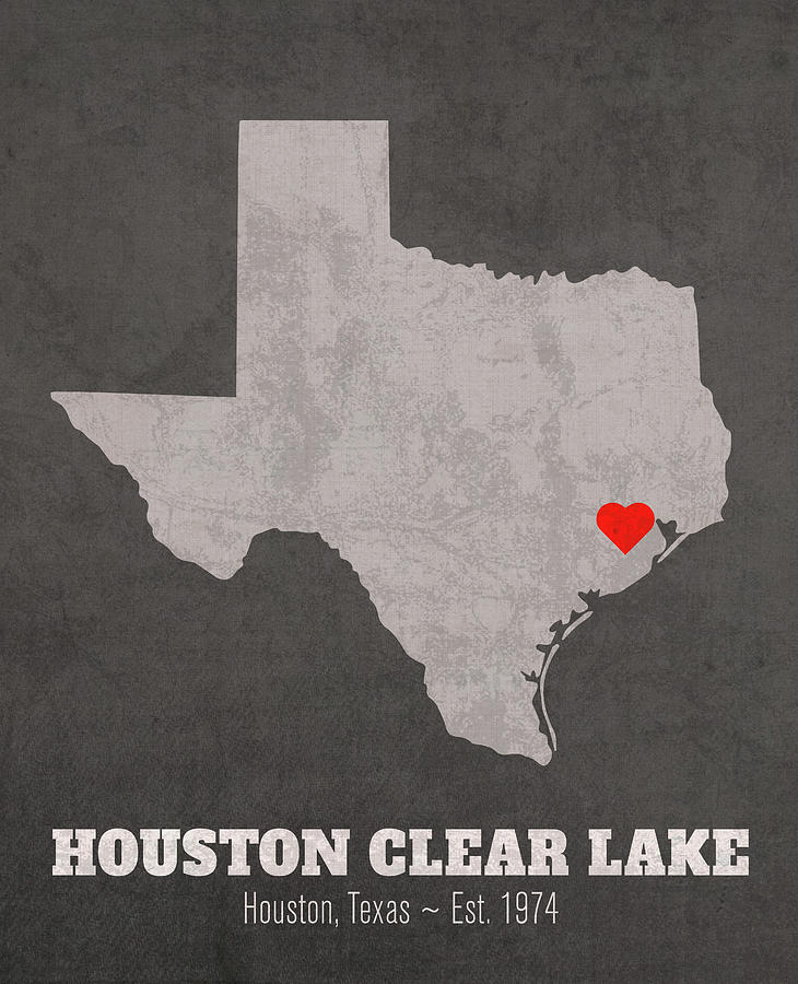 Houston Mixed Media - University of Houston Clear Lake Houston Texas Founded Date Heart Map by Design Turnpike