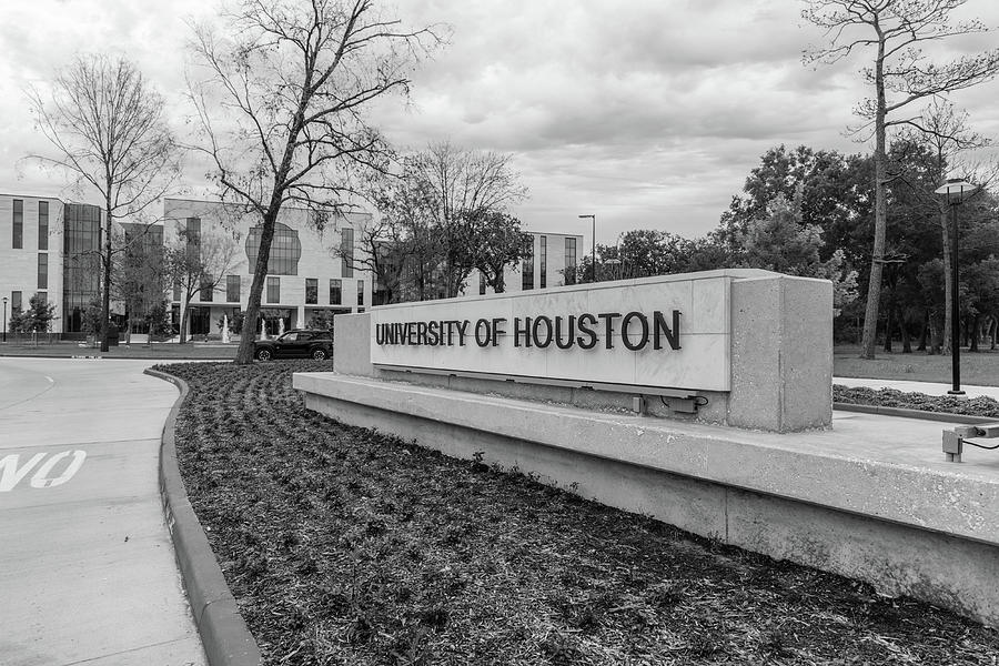 University of Houston Sign Black and White  Photograph by John McGraw