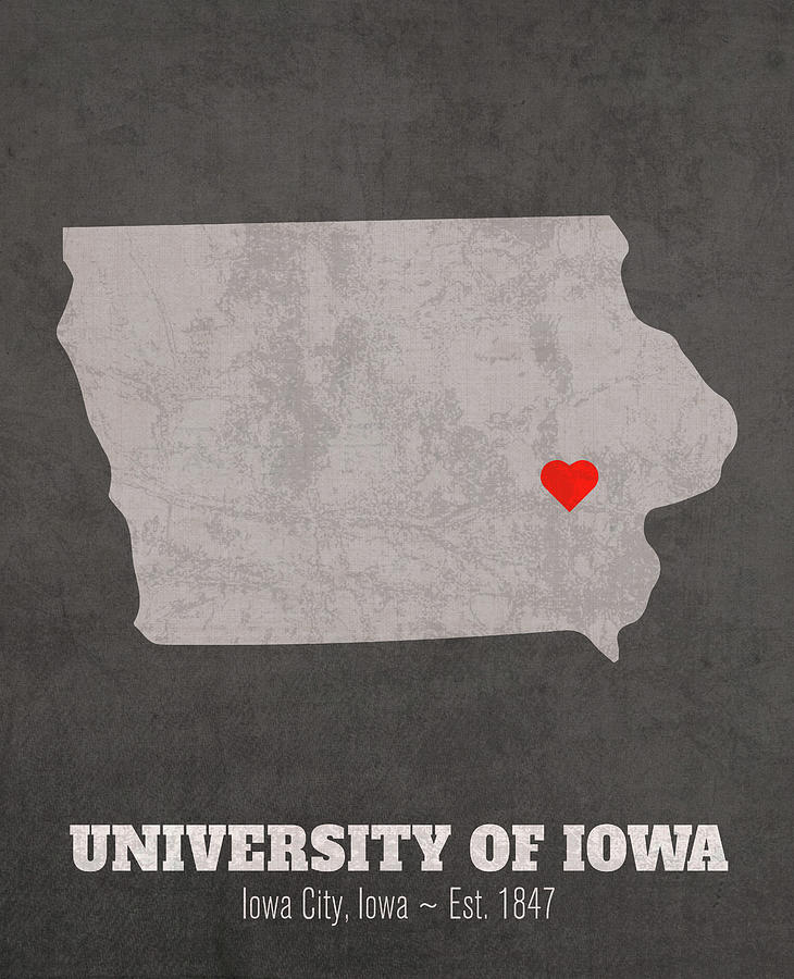 University of Iowa Iowa City Founded Date Heart Map Mixed Media by ...