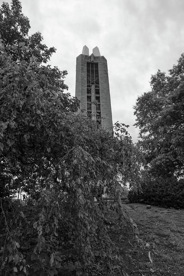 University of Kansas Campanile in black and white Photograph by Eldon McGraw