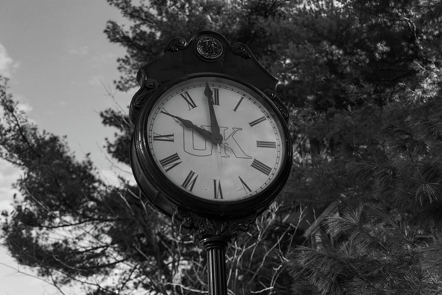 University of Kentucky clock in black and white Photograph by Eldon McGraw