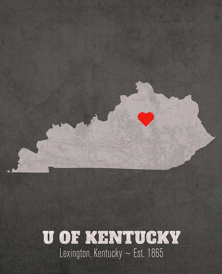 University Of Kentucky Mixed Media - University of Kentucky Lexington Kentucky Founded Date Heart Map by Design Turnpike