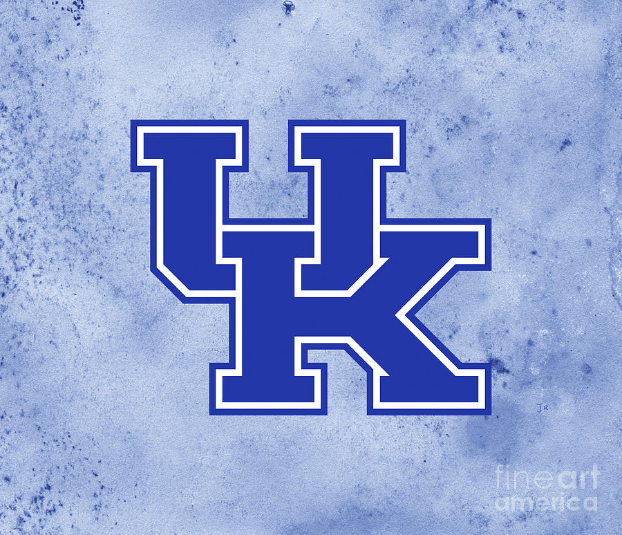 University of Kentucky Wildcats Logo On Blue Mottled Paper Digital Art ...