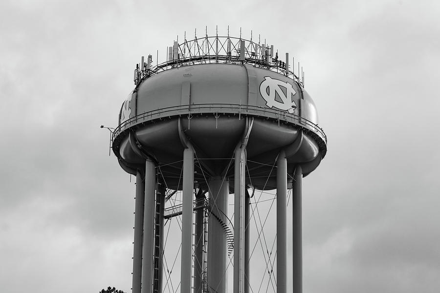 University of North Carolina at Chapel Hill water tower in black and white Photograph by Eldon McGraw