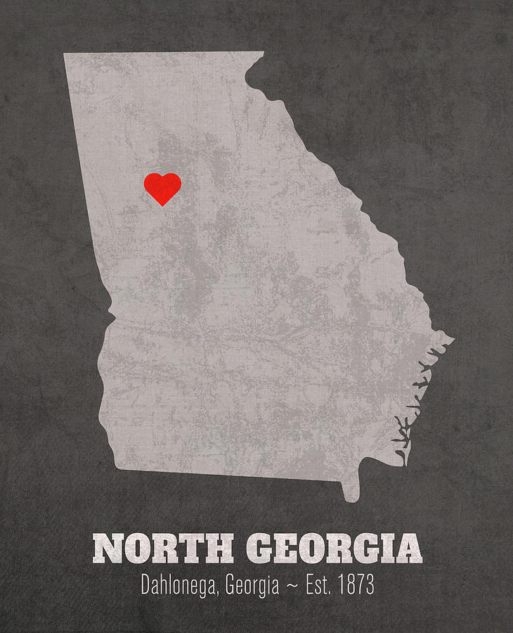 University Of North Georgia Mixed Media - University of North Georgia Dahlonega Georgia Founded Date Heart Map by Design Turnpike