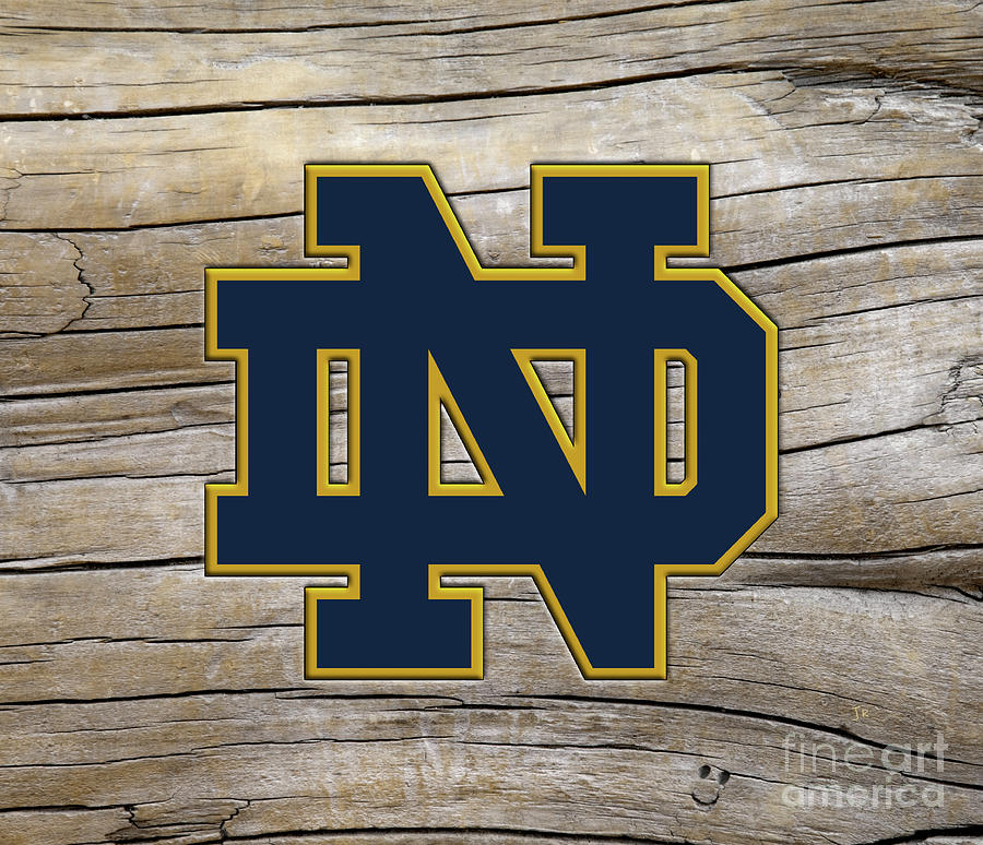 University Of Notre Dame Fighting Irish Logo On Rustic Driftwood Digital Art