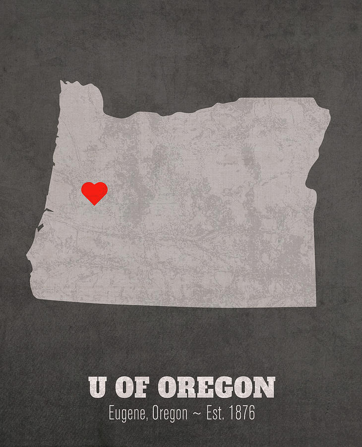 University Of Oregon Mixed Media - University of Oregon Eugene Oregon Founded Date Heart Map by Design Turnpike