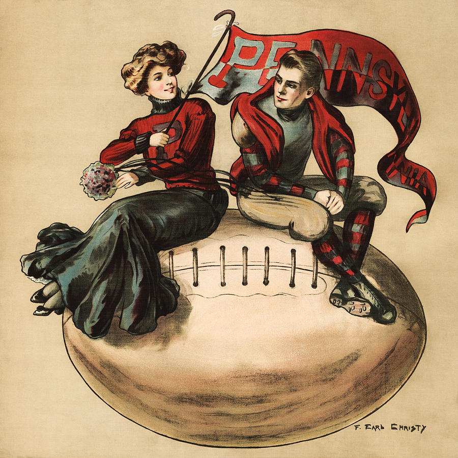 University of Pennsylvania - Vintage Football Print - 1907 Painting by War Is Hell Store