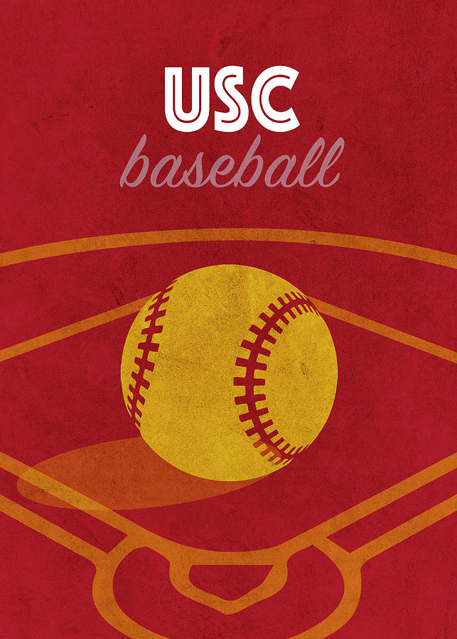 University Of Southern California Mixed Media - University of Southern California College Baseball Sports Vintage Poster by Design Turnpike