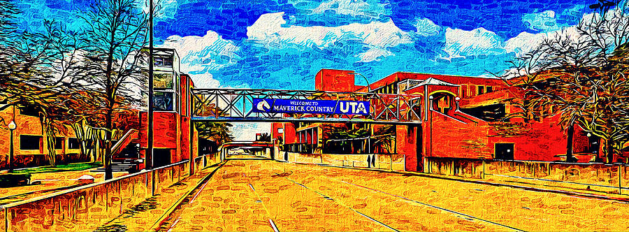 University of Texas at Arlington - impressionist painting Digital Art by Nicko Prints