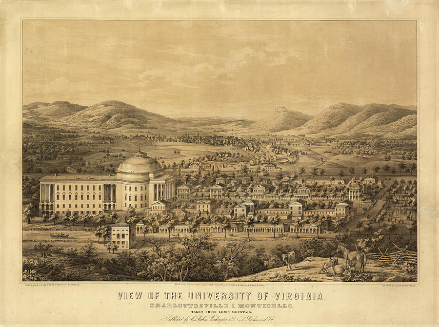 University of Virginia 1856 Drawing by Vintage Places University of Virginia 1856 Drawing by Vintage Places