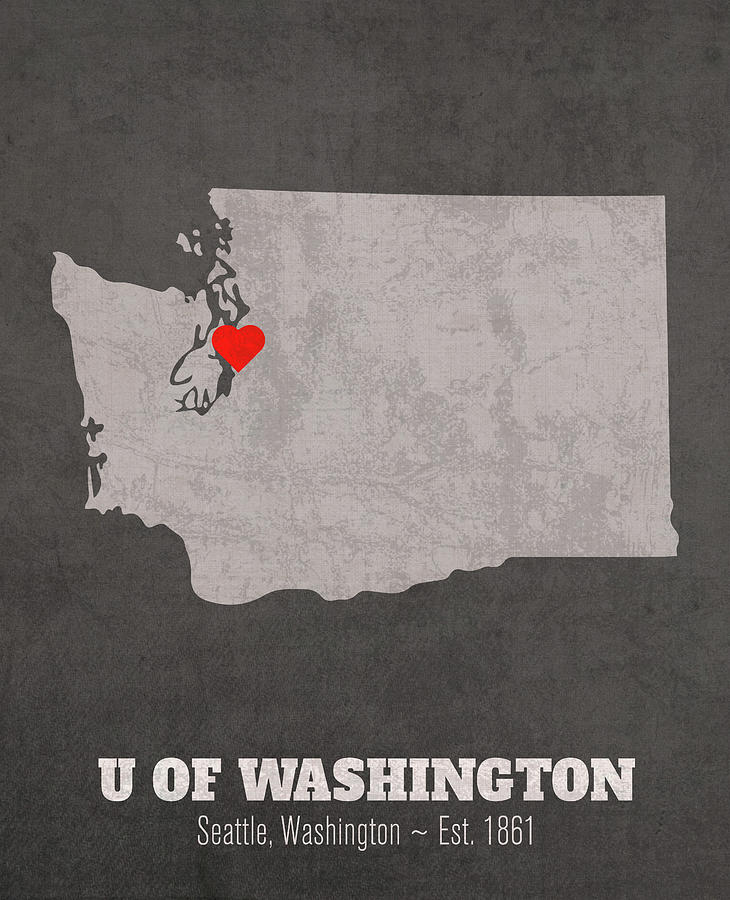 University Of Washington Mixed Media - University of Washington Seattle Washington Founded Date Heart Map by Design Turnpike