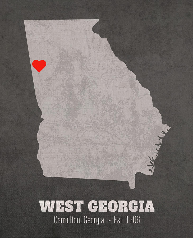University Of West Georgia Mixed Media - University of West Georgia Carrollton Georgia Founded Date Heart Map by Design Turnpike