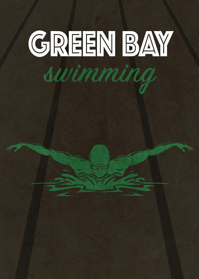 Sports Mixed Media - University of Wisconsin Green Bay College Swimming Sports Vintage Poster by Design Turnpike