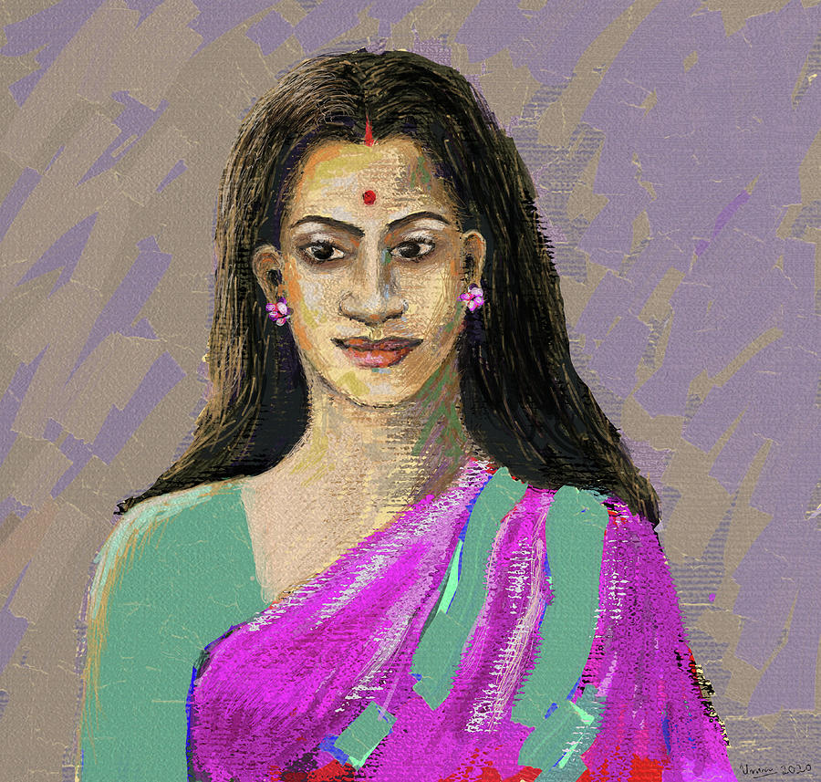 Unknown woman 18 Digital Art by Uma Krishnamoorthy