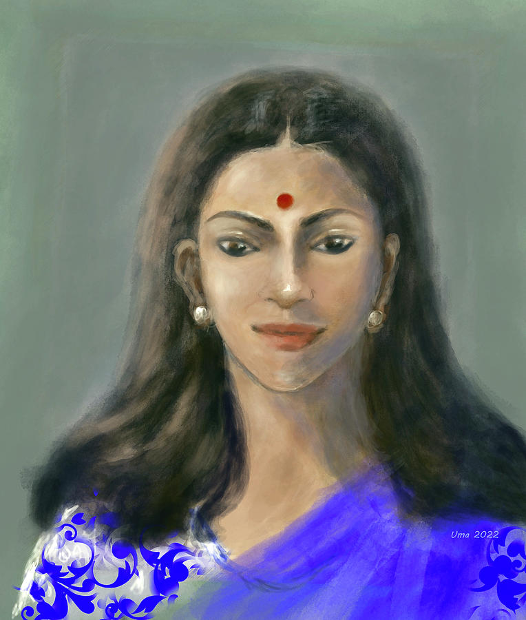 Unknown woman 21 Digital Art by Uma Krishnamoorthy