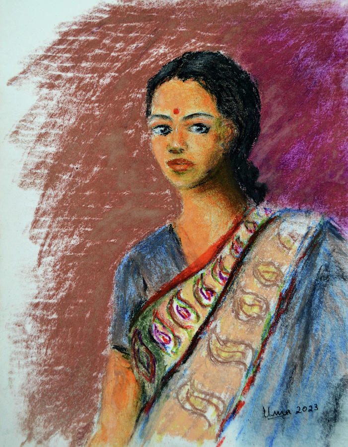 Unknown woman 22 Pastel by Uma Krishnamoorthy