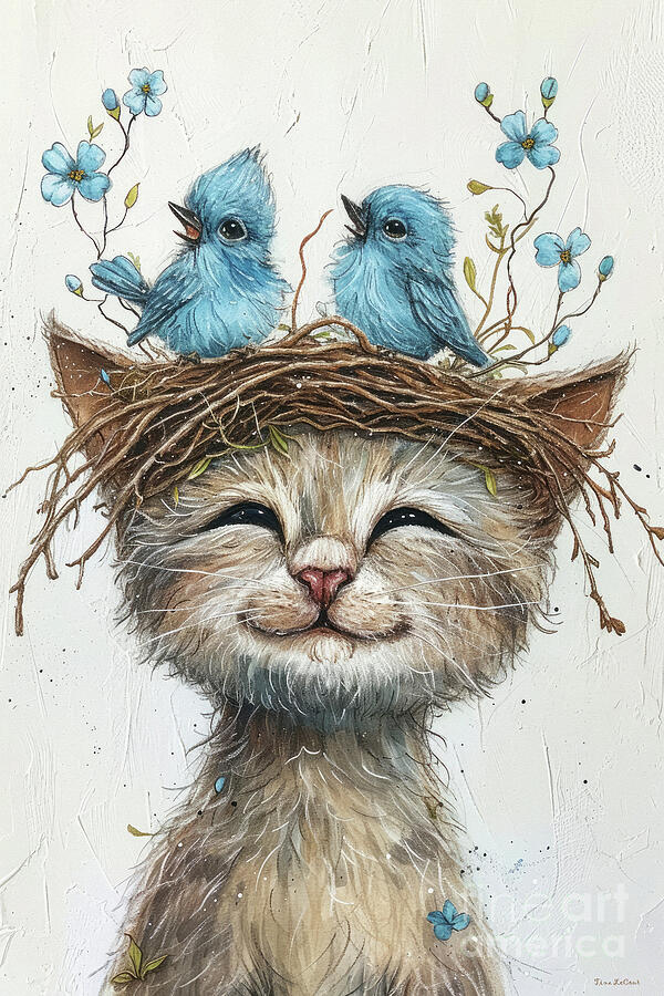 Cat Painting - Unlikely Friends by Tina LeCour