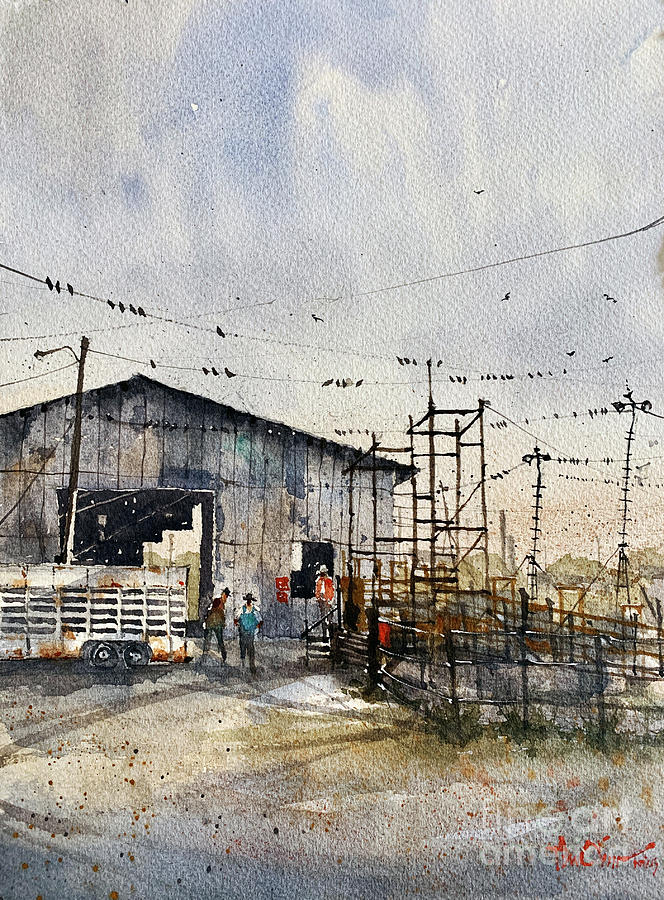 Unloading at the Sale Barn Painting by Tim Oliver