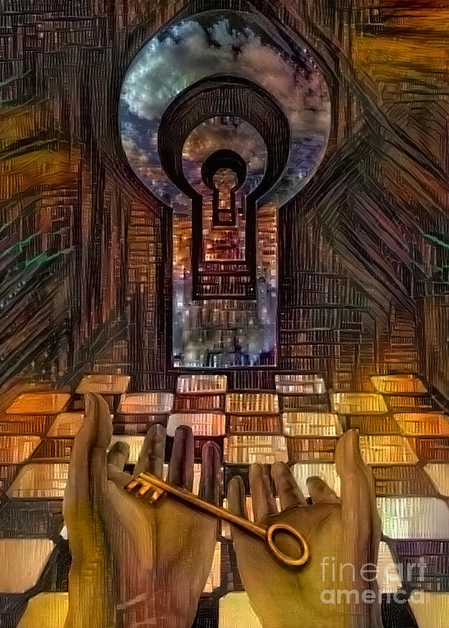 Unlock Knowledge. Mystic keyhole in the wall Digital Art by Bruce Rolff