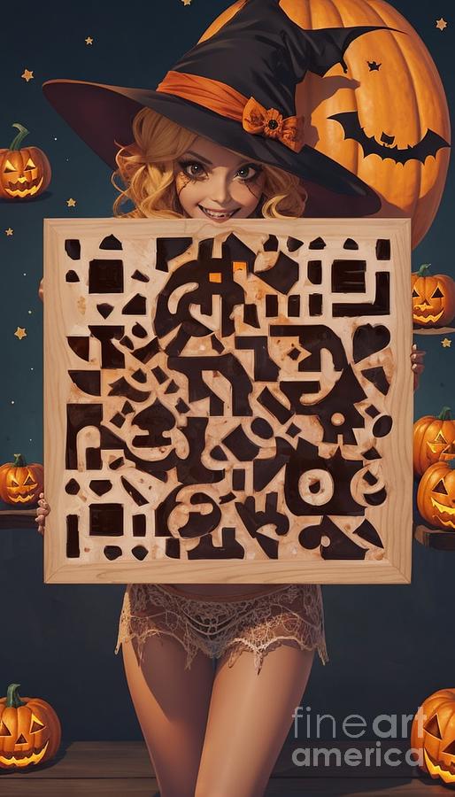Unlock the Halloween Spirit With QR Code - Scan for Halloween Spooky Music Vibes Mixed Media by Artvizual
