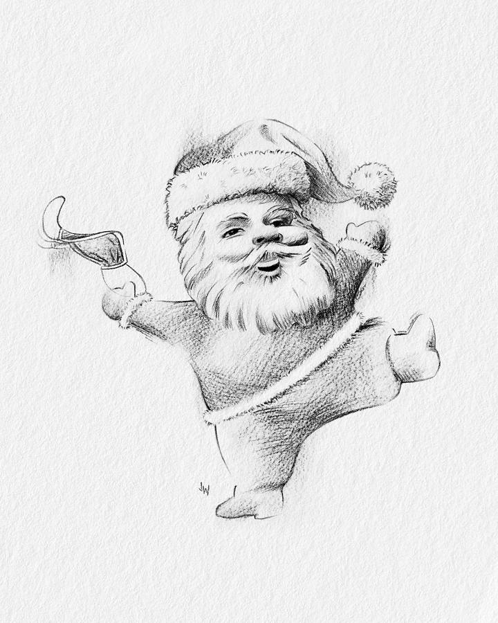 Christmas Drawing - Unmasked Santa number 1 by Joe Winkler