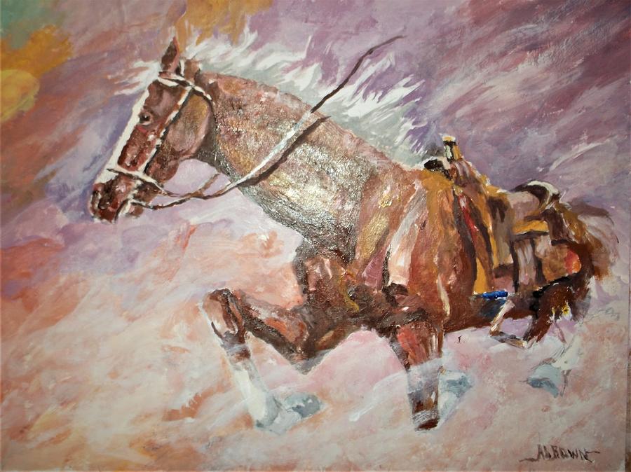 Unmounted in a Snow Storm Painting by Al Brown
