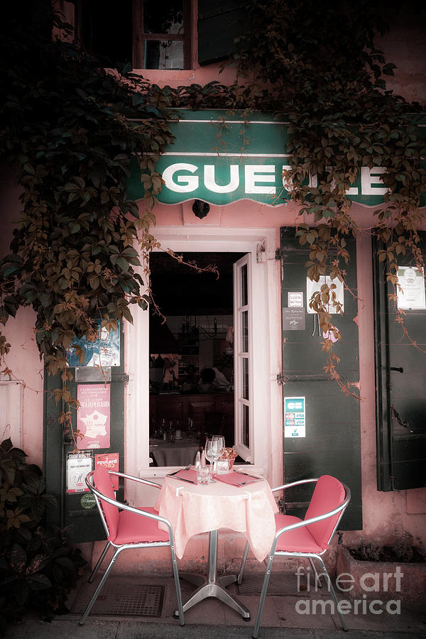 Unoccupied  Two Person Table And Chairs Outside French Cafe Photograph by Peter Noyce
