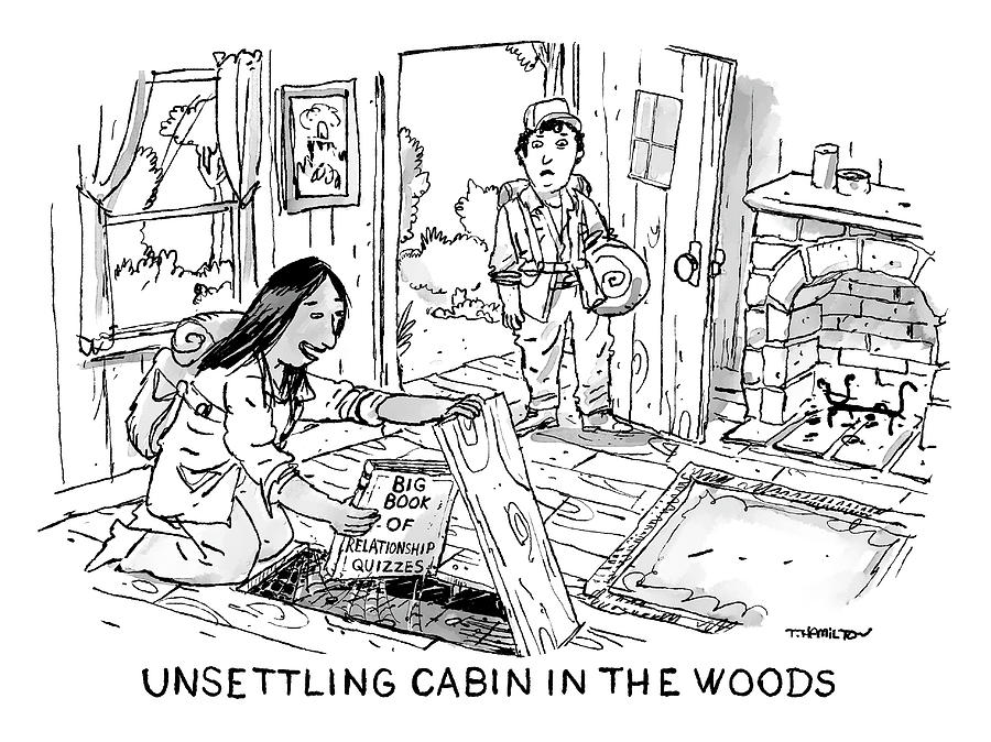 Unsettling Cabin in the Woods Drawing by Tim Hamilton