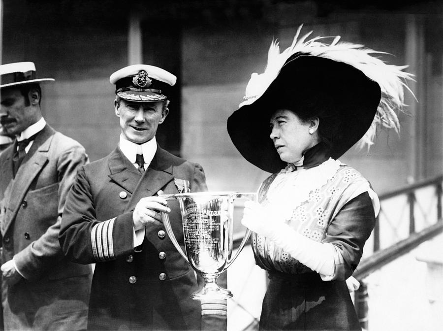 Unsinkable Molly Brown Presenting Award To RMS Carpathia Captain - 1912 Photograph by War Is Hell Store