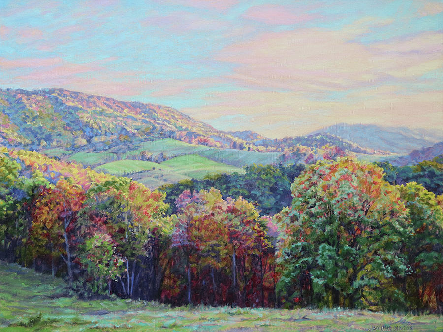 Until Tomorrow - Sunset in Rocky Gap Painting by Bonnie Mason