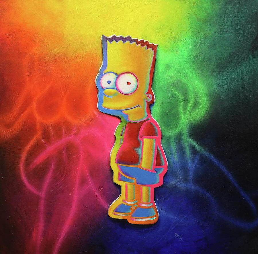 Untitled Bart Simpson Painting by Michael Andrew Law Cheuk Yui