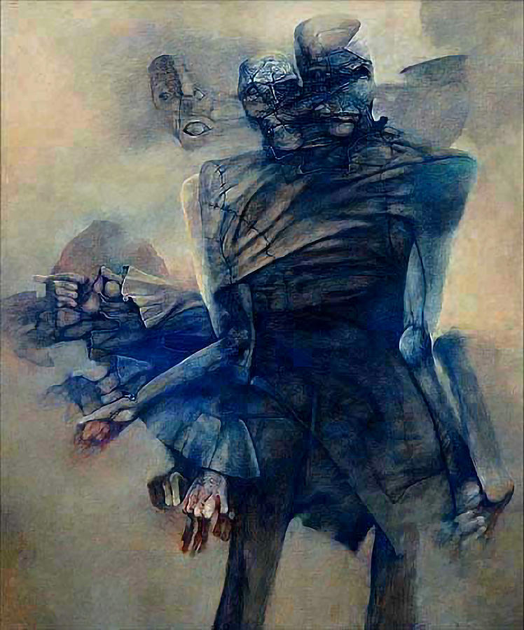 Surrealism Painting - Untitled - Bipolarity by Zdzislaw Beksinski