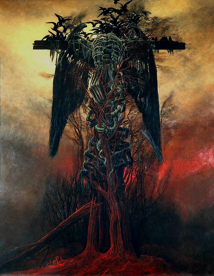 Surrealism Painting - Untitled - Died On The Cross by Zdzislaw Beksinski