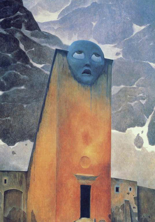 Untitled - Face on Building Painting HD Painting by Zdzislaw Beksinski ...