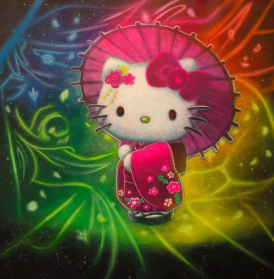 Untitled Hello Kitty of Sanrio Painting by Michael Andrew Law Cheuk Yui