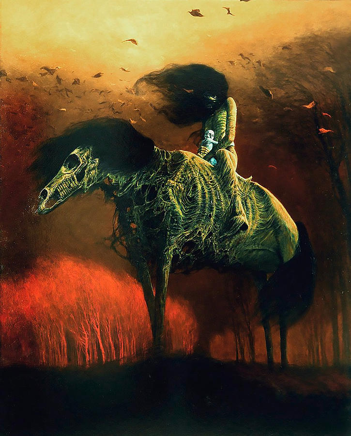 Surrealism Painting - Untitled - Horsemen by Zdzislaw Beksinski