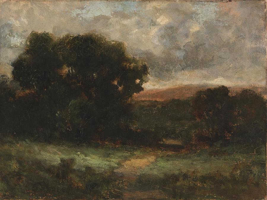 Untitled landscape with meadow and trees Drawing by Edward Mitchell ...