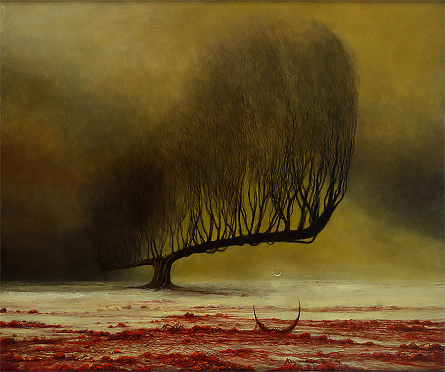 Untitled - Nightmare Tree Painting by Zdzislaw Beksinski - Pixels Merch