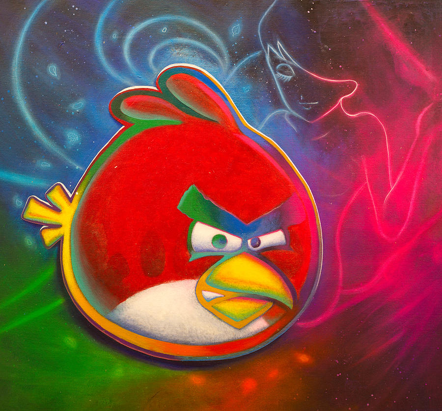 Untitled Red of Angry Birds Painting by Michael Andrew Law Cheuk Yui