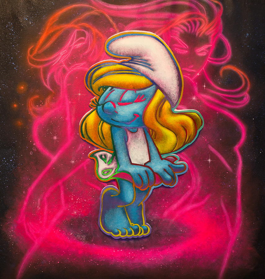 Untitled Smurfette of The Smurfs Painting by Michael Andrew Law Cheuk Yui