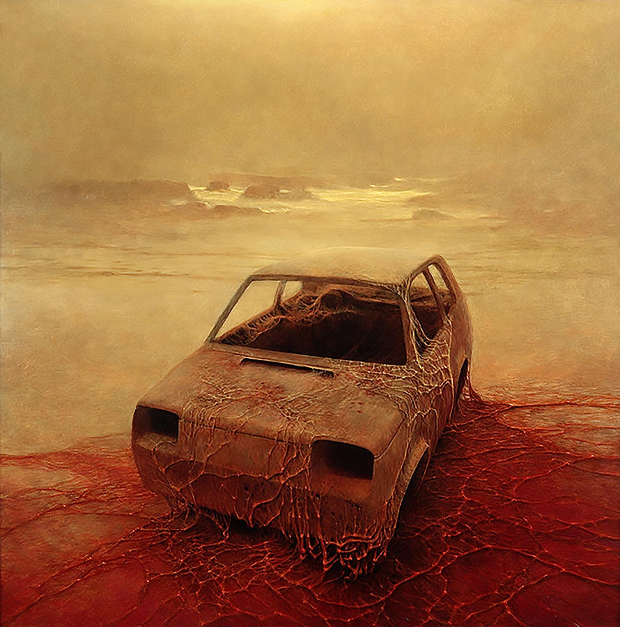 Untitled - The Automobile Painting by Zdzislaw Beksinski - Fine Art America