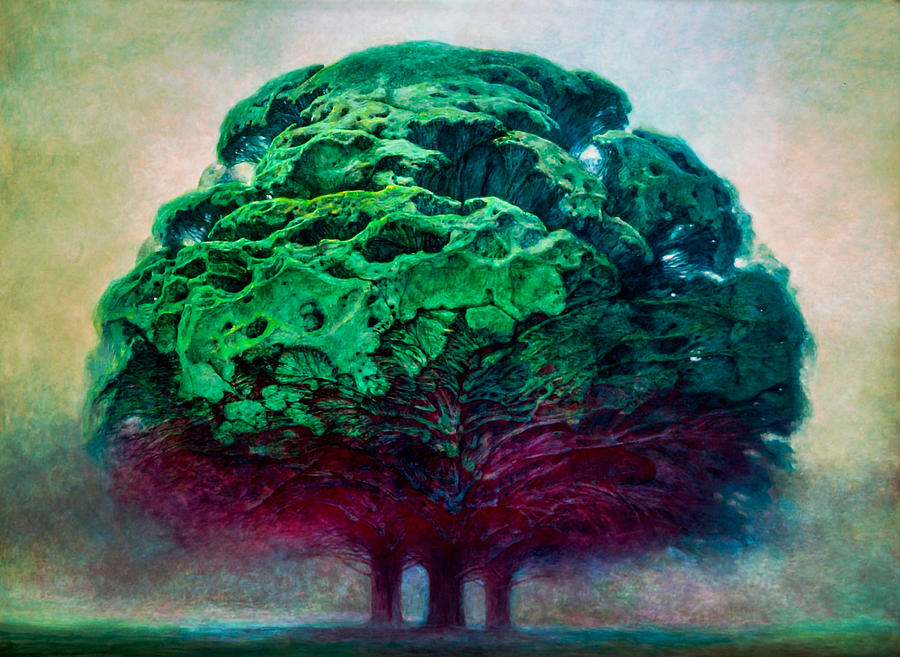 Untitled - The Great Tree Painting by Zdzislaw Beksinski - Pixels