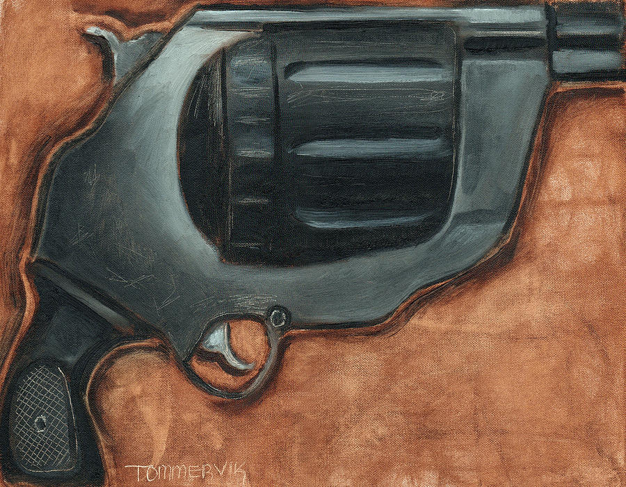 Abstract Black Handgun Art Print Painting by Tommervik